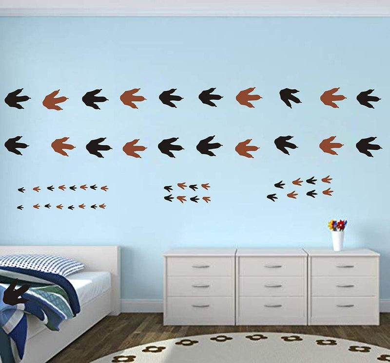 Easma Dinosaur Footprints Wall Decals (56pcs) 4 Size Dinosaur Tracks Decals Dinosaur Decor Baby Nursery Decals Removable Peel and Stick Vinyl Decals for Boy Bedroom Decorations - Image 3